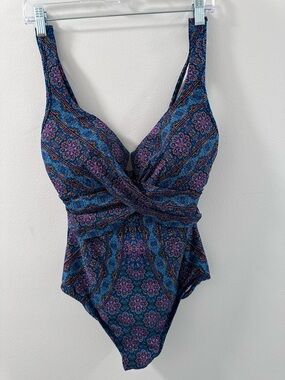 Miraclesuit Danube Bleu One-Piece Swimsuit Sz 16